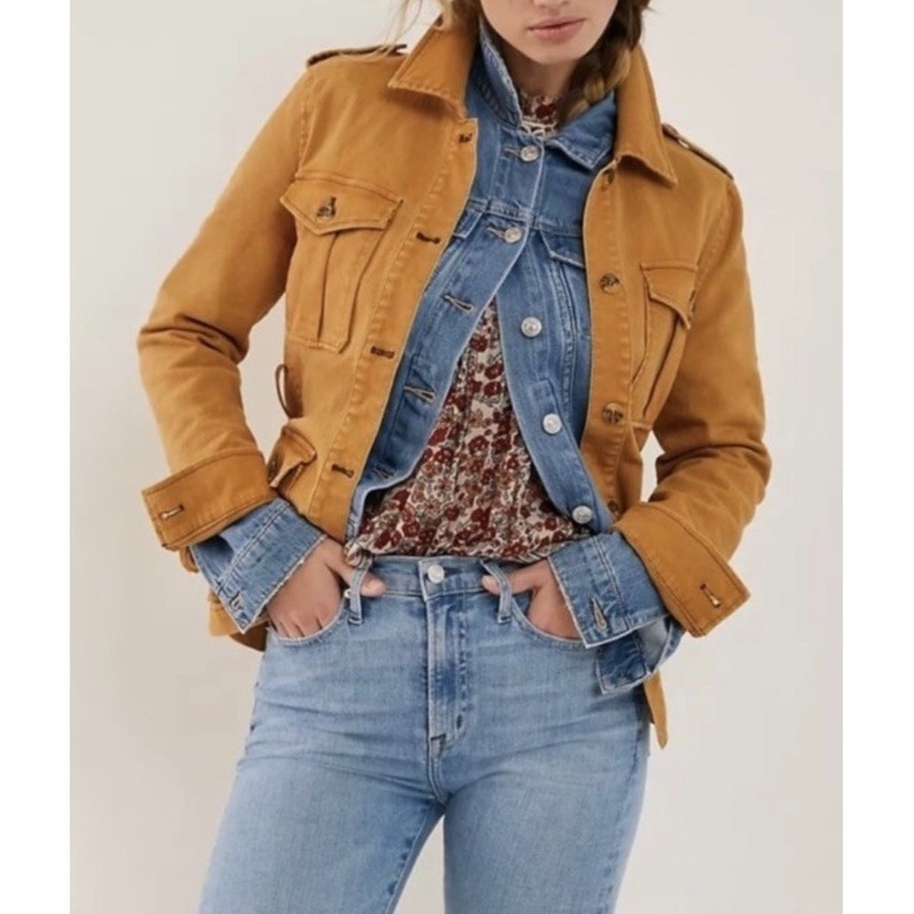 Anthropologie Avec Les Filles Belted Safari Jacket Camel Tan Sz Small